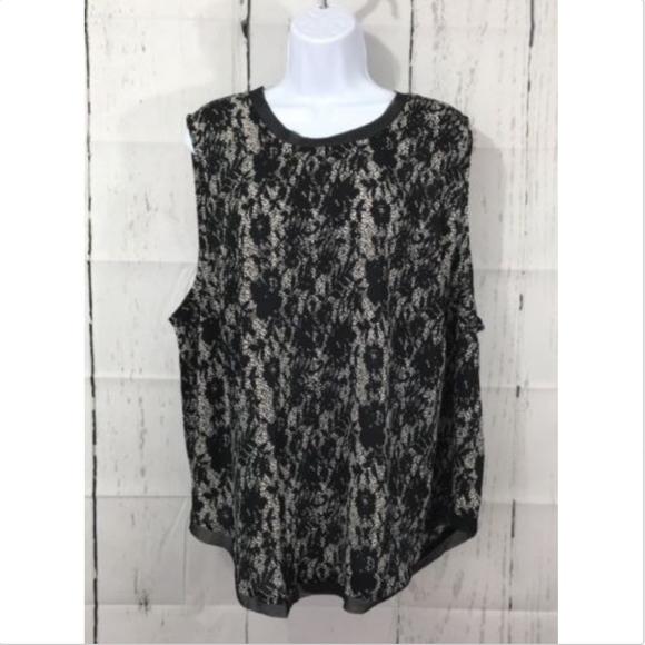 Who What Wear Black and White Lace Tank Top - Picture 4 of 5